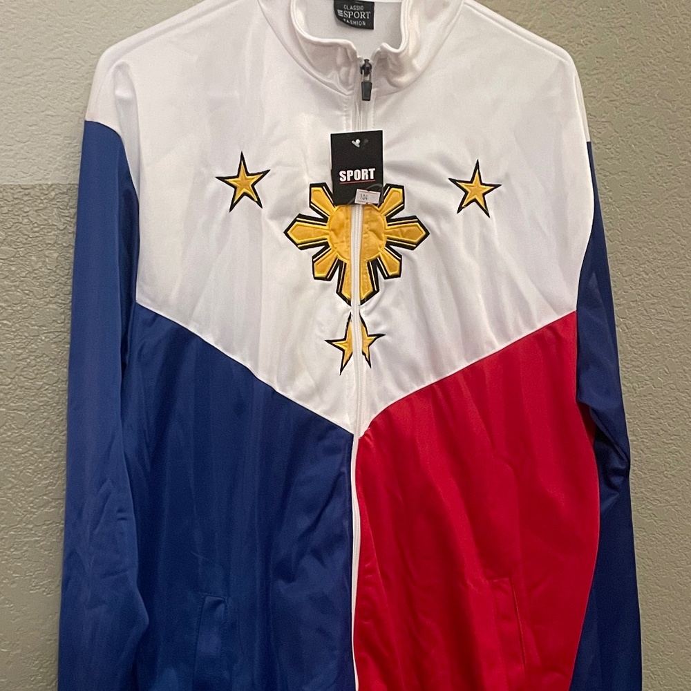 Pilipinas Filipino Pride Zip up Jacket New w Tags Philippines Flag Track Jacket